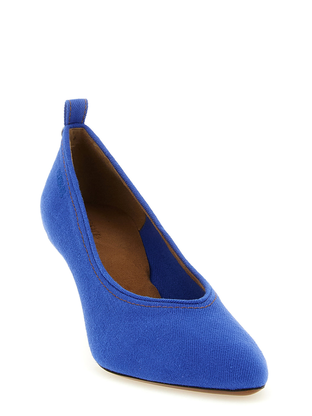Versace Blue Cotton Pumps Med Mellomhøy Hæl