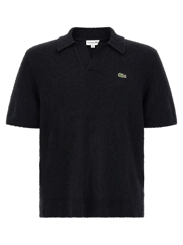 Lacoste svart bomullspikéskjorte