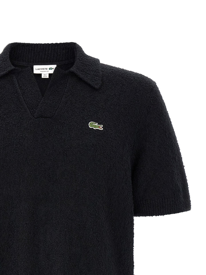 Lacoste svart bomullspikéskjorte