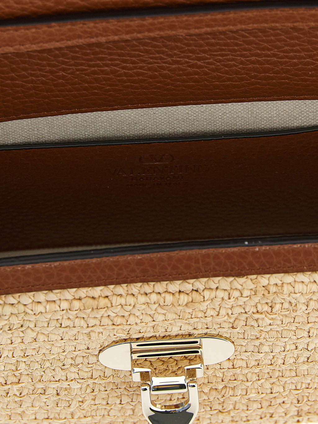 Valentino Garavani Beige Straw Crossbody Bag