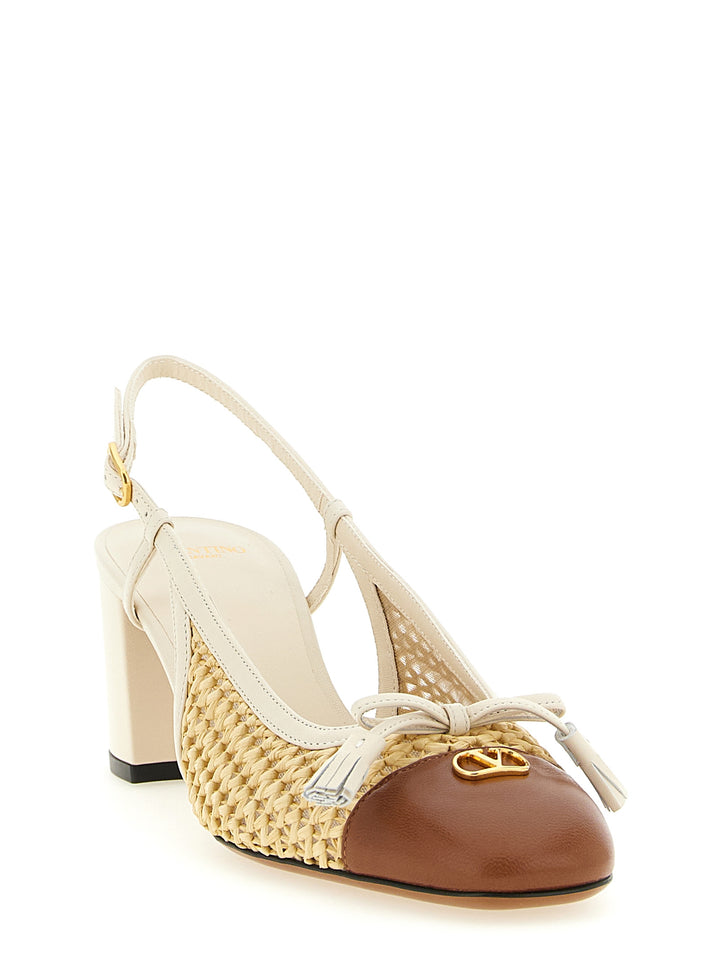 Valentino Garavani Beige Pumps i Geiteskinn med Mellomhøy Hæl