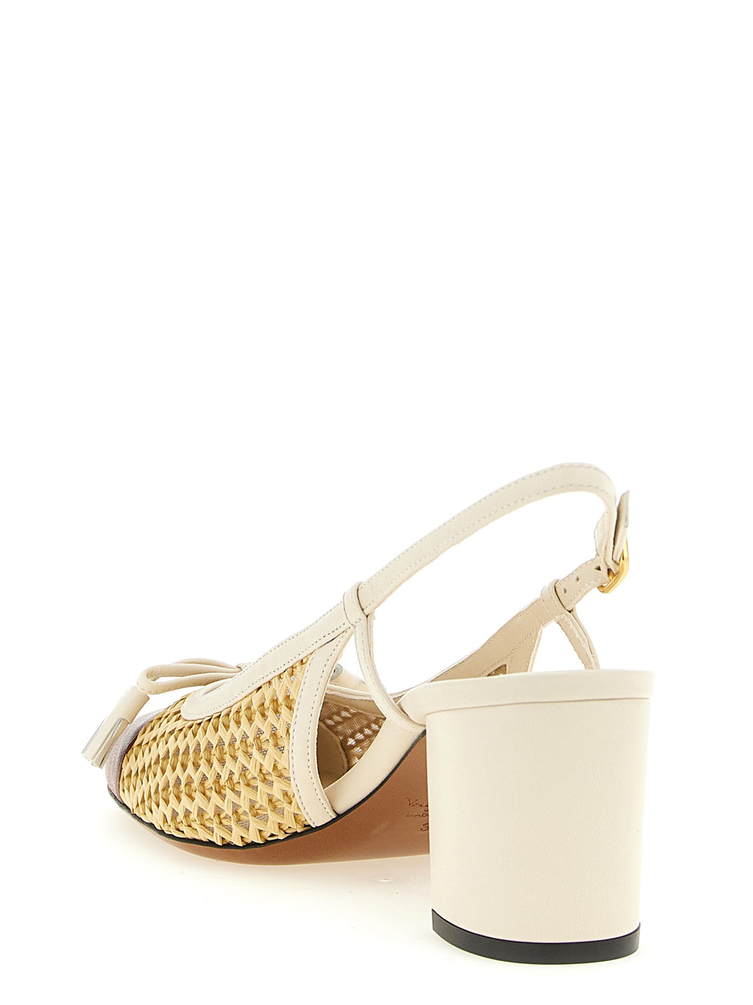 Valentino Garavani Beige Pumps i Geiteskinn med Mellomhøy Hæl