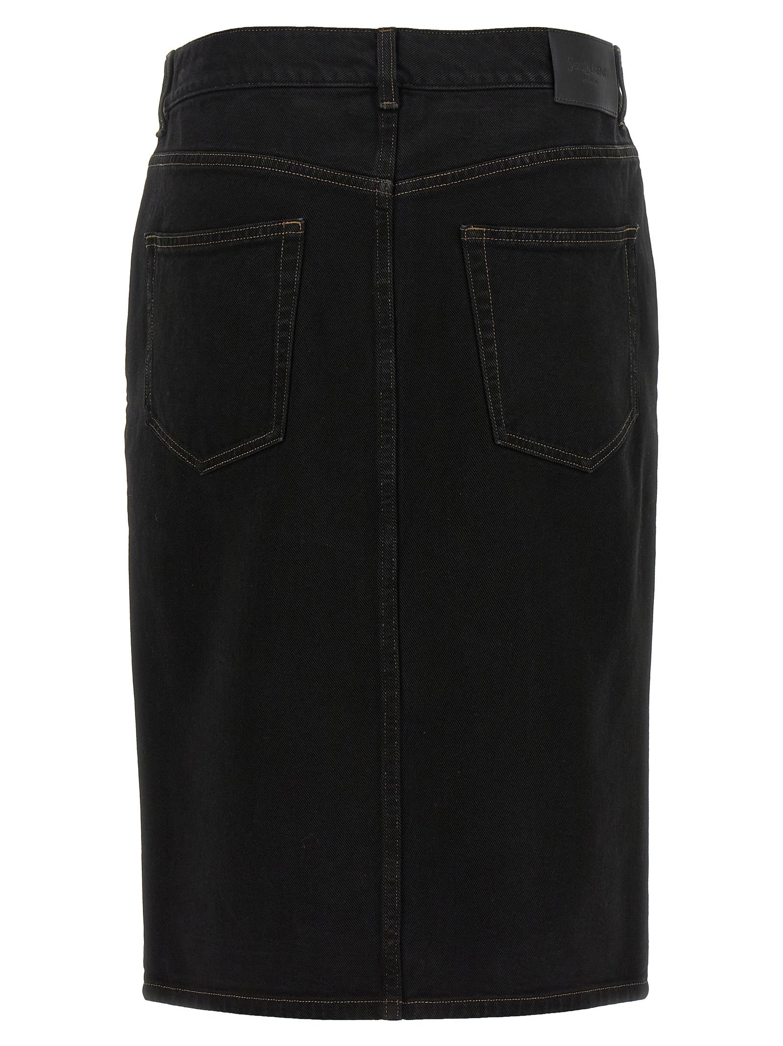 Black Cotton Midi Skirt