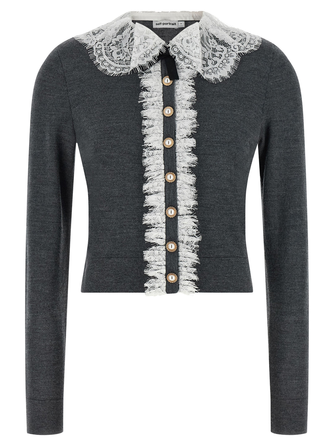 Selvportrett Grå Ull Cardigan