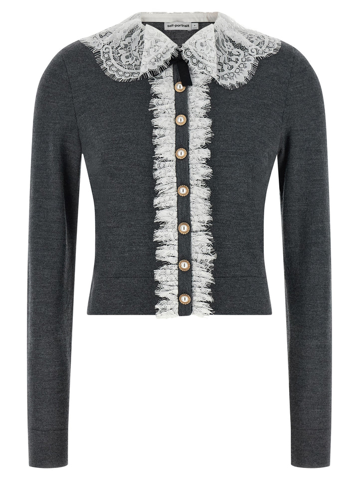 Selvportrett Grå Ull Cardigan