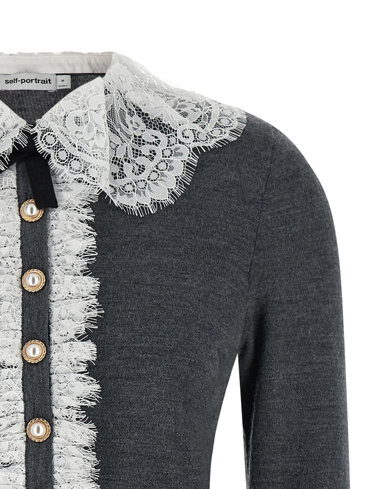 Selvportrett Grå Ull Cardigan