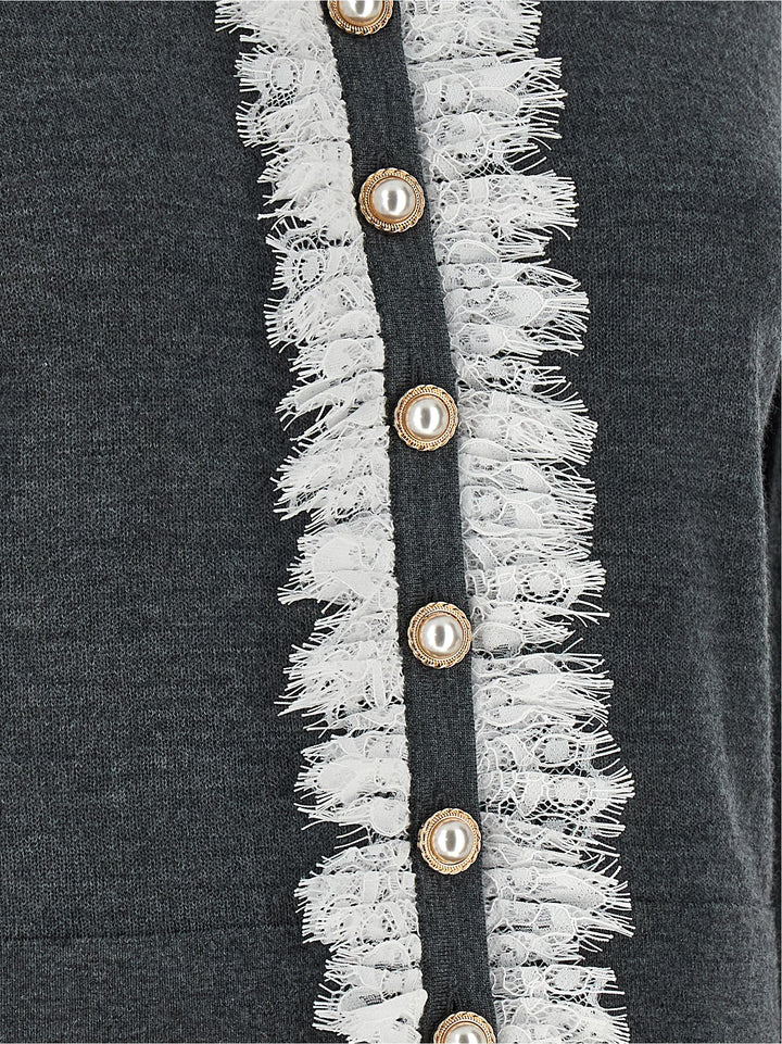 Selvportrett Grå Ull Cardigan