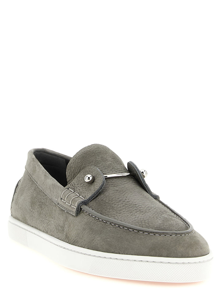 Christian Louboutin slip-on-loafers i grått kalveskinn