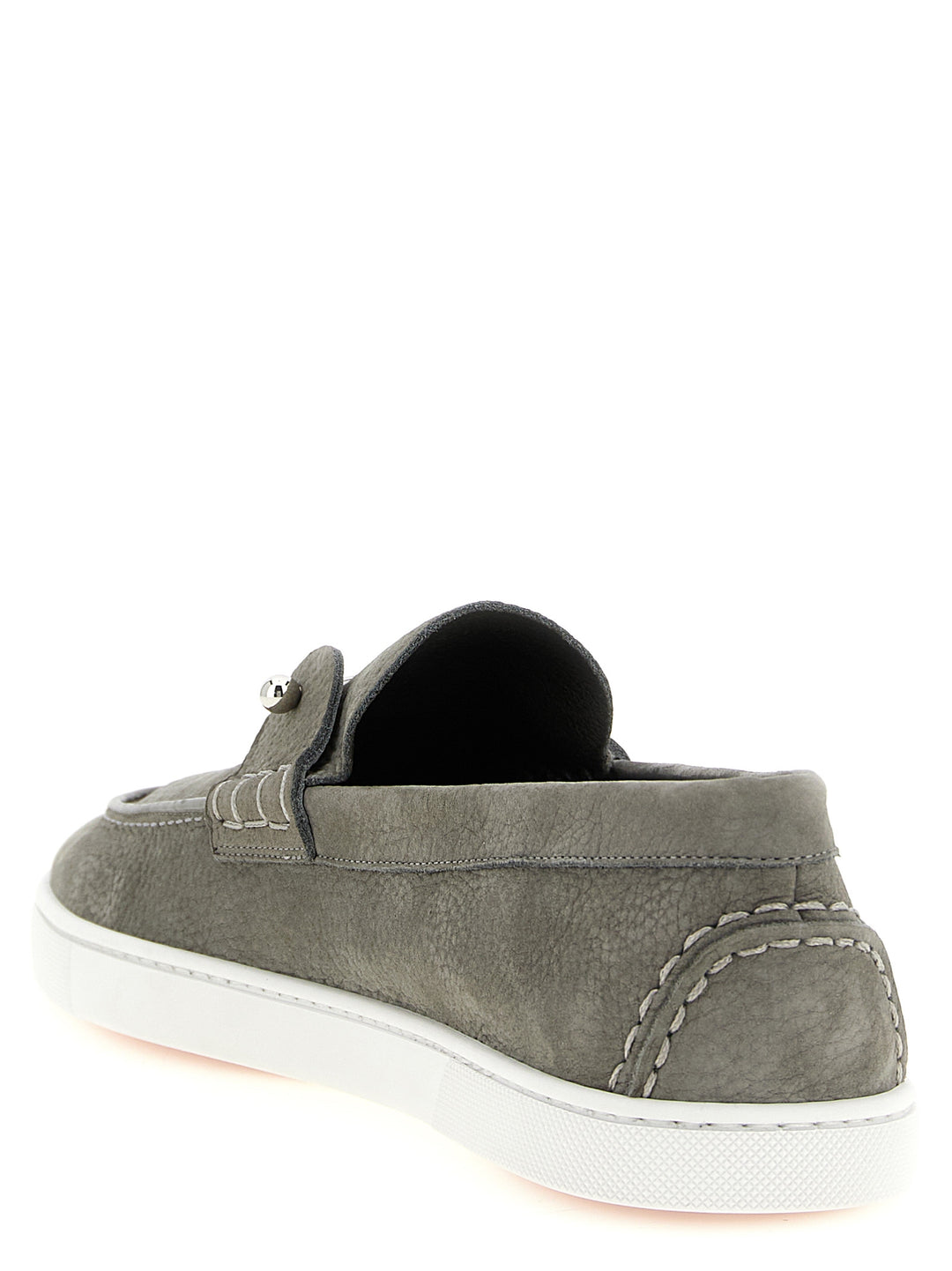 Christian Louboutin slip-on-loafers i grått kalveskinn