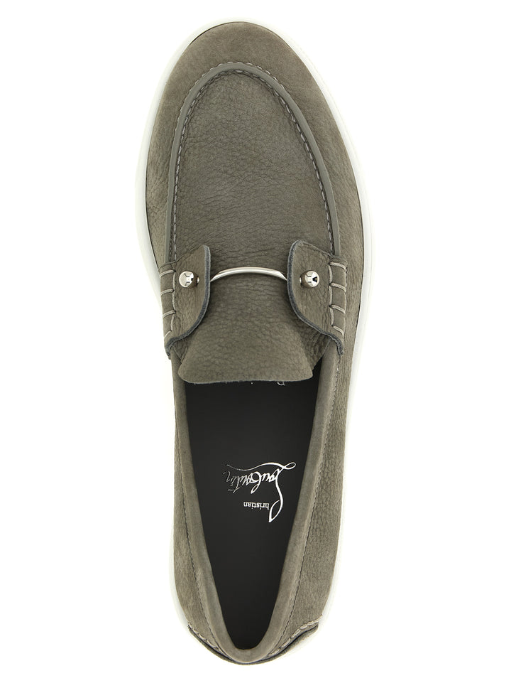 Christian Louboutin slip-on-loafers i grått kalveskinn