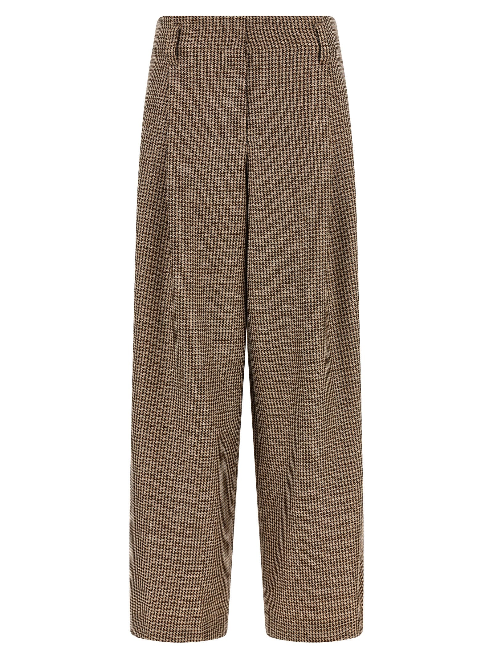 Brown Virgin Wool Flared Pants