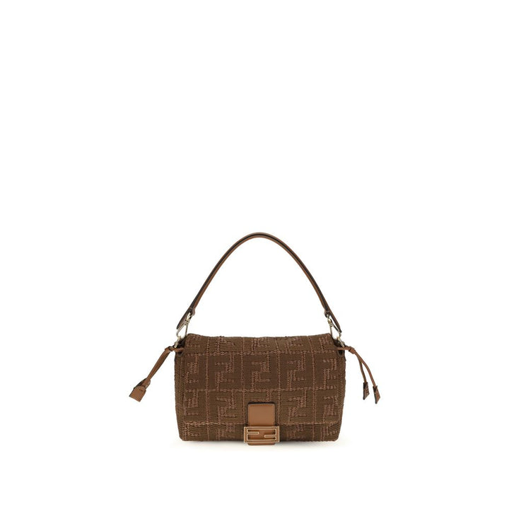 Fendi brun skulderveske i raffia