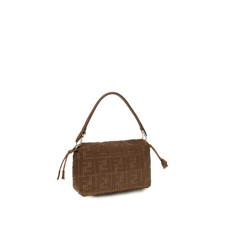 Fendi brun skulderveske i raffia