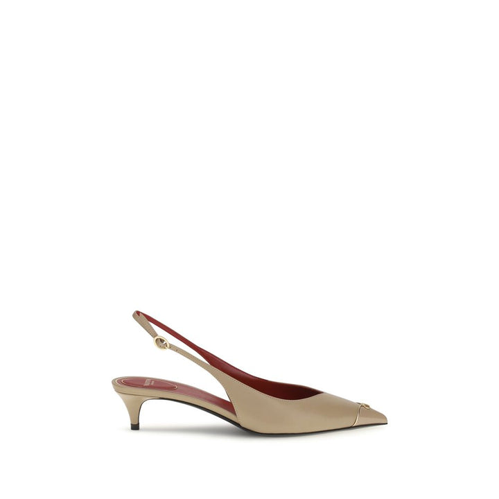 Valentino Garavani Beige Kalveskinn Bos Taurus Pumps Med Mellomhøy Hæl