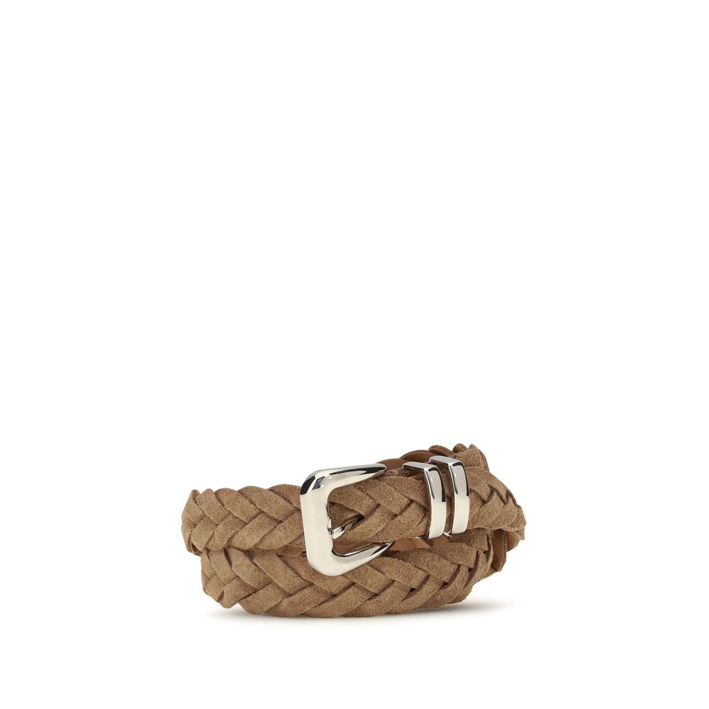 Cinturón regular de piel de becerro color beige Brunello Cucinelli