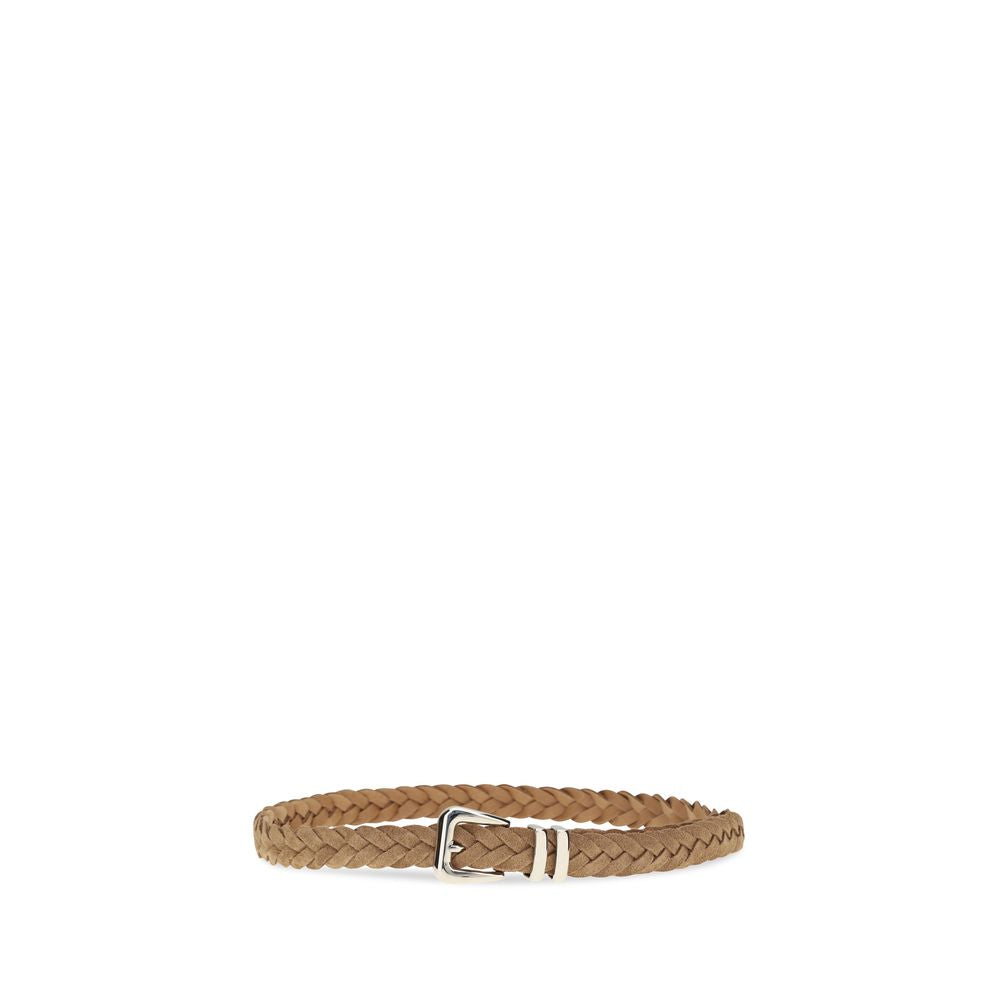 Cinturón regular de piel de becerro color beige Brunello Cucinelli