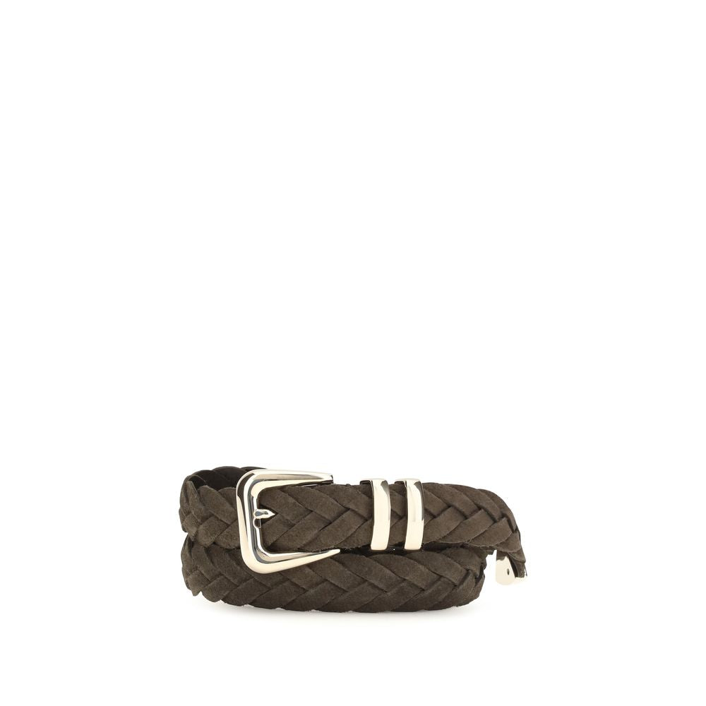 Cinturón regular de piel de becerro marrón Brunello Cucinelli