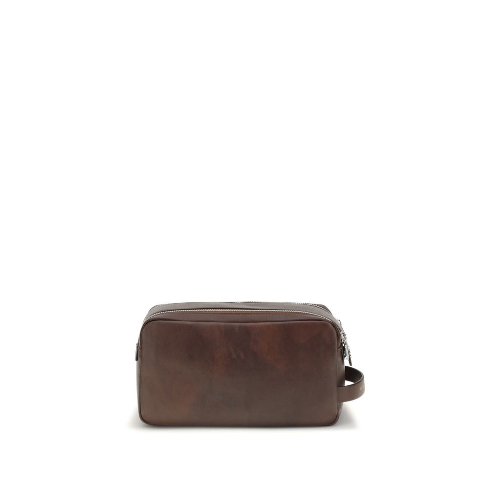 Cartera Brunello Cucinelli de piel de becerro marrón Bos Taurus