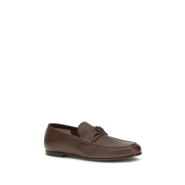 Valentino Garavani Brungrå Slip-On Loafers i Hjorteskinn