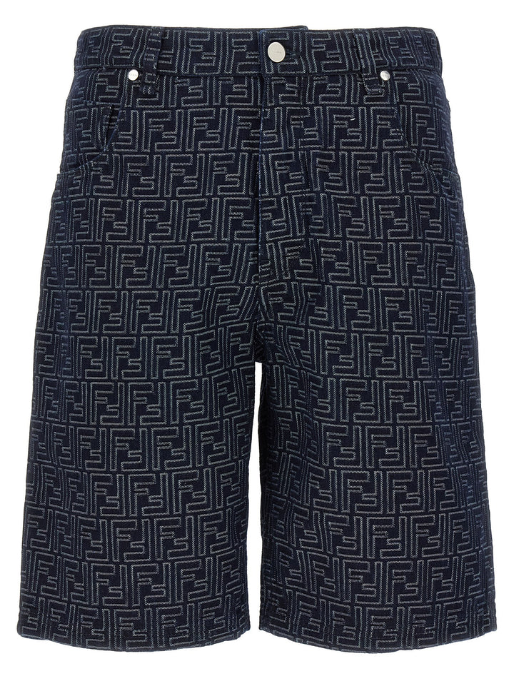 Fendi blå bomullsshorts med bermudalengde
