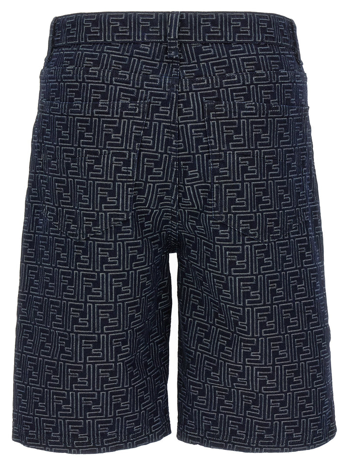 Fendi blå bomullsshorts med bermudalengde