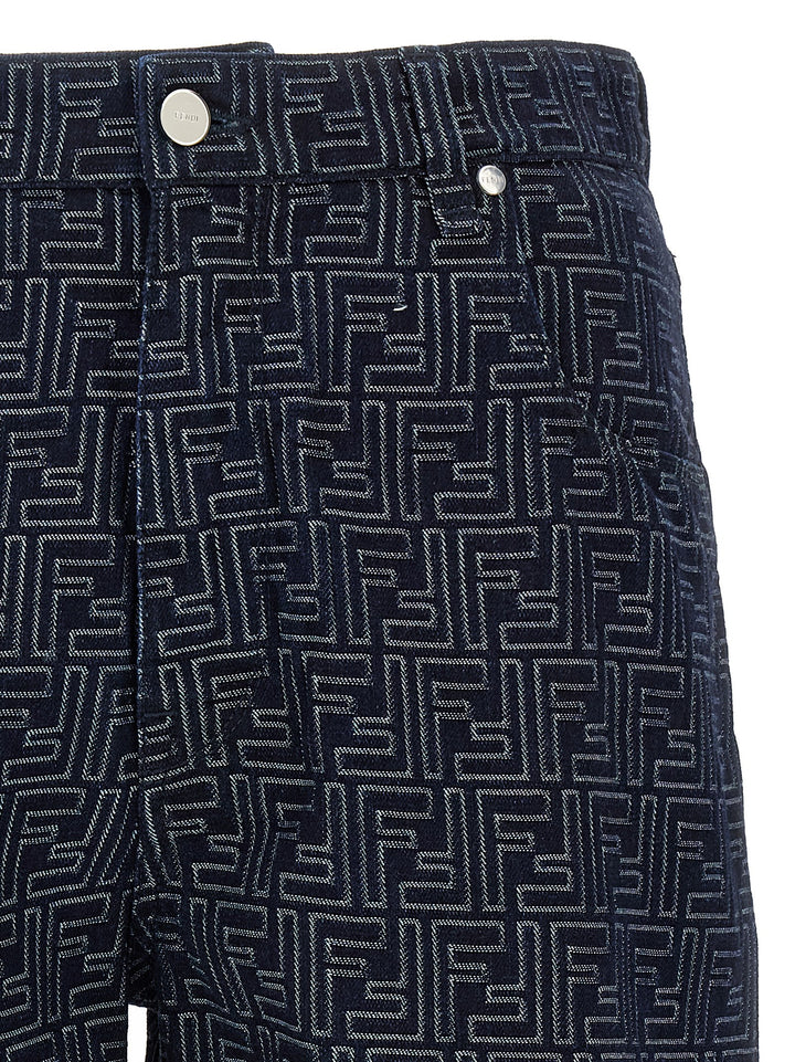 Fendi blå bomullsshorts med bermudalengde