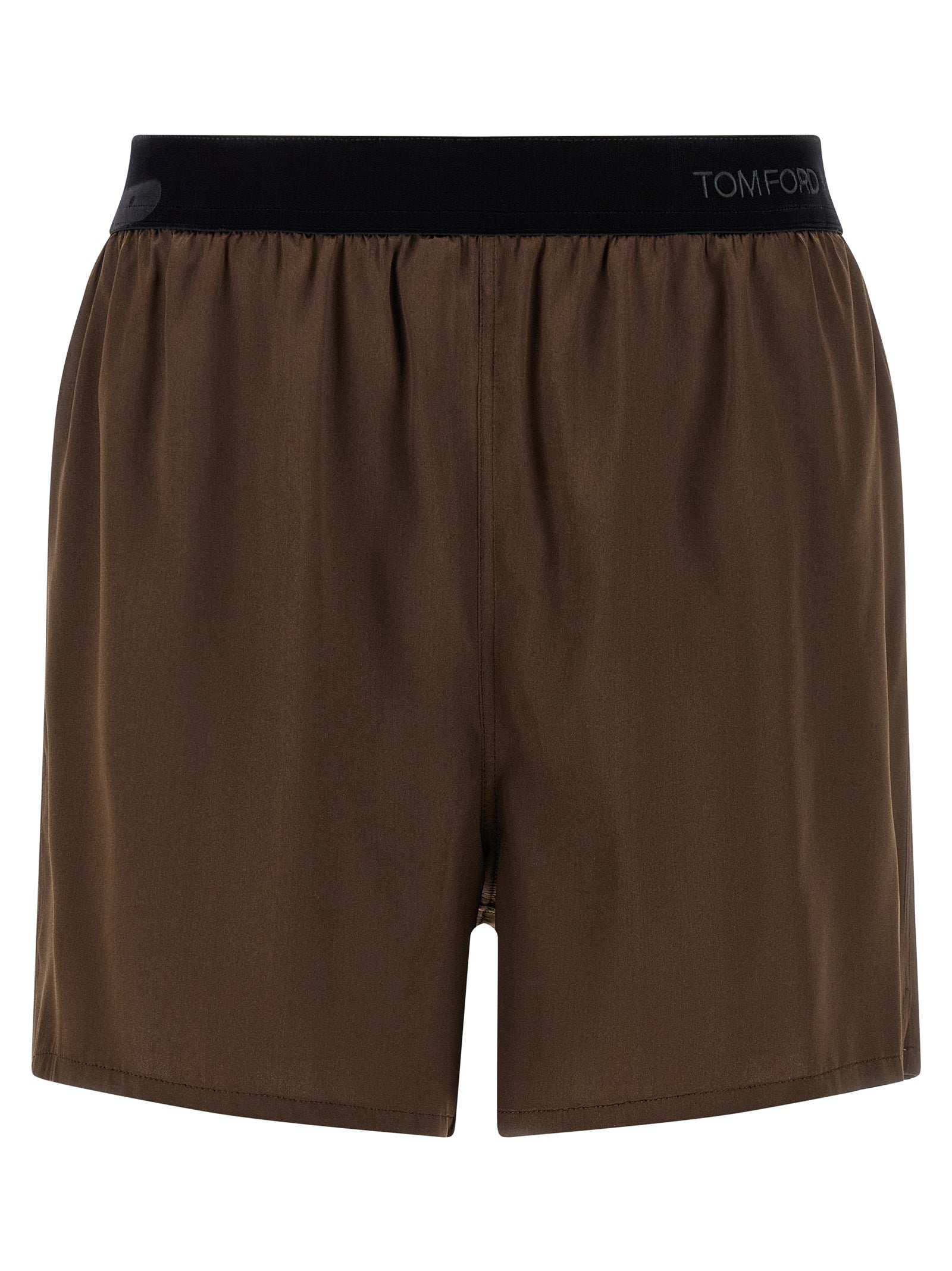 Brown Silk Bermuda Shorts