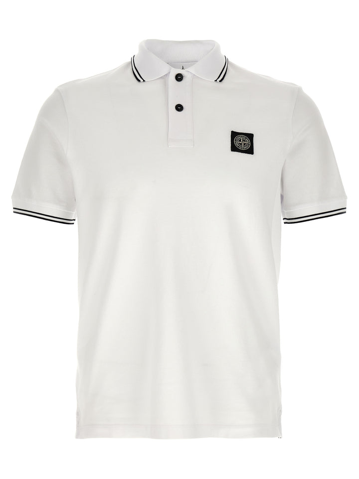 Stone Island hvit bomullspique T-skjorte