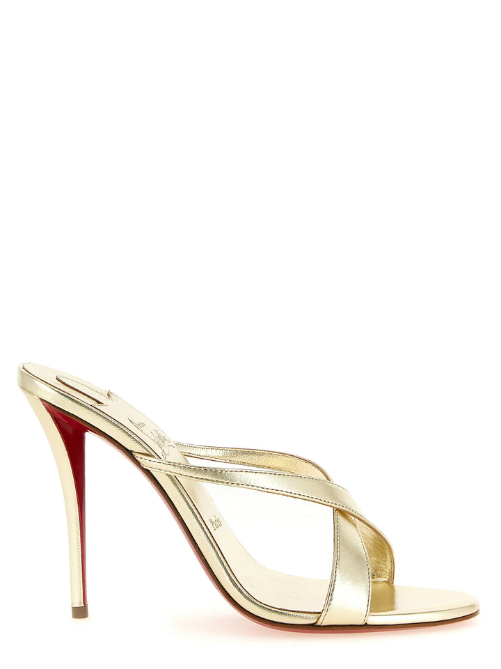 Christian Louboutin Stiletthælsandaler i gullfarget lammeskinn