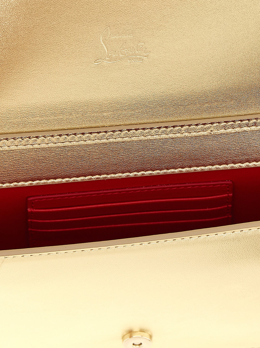 Christian Louboutin clutchveske i gullfarget lammeskinn