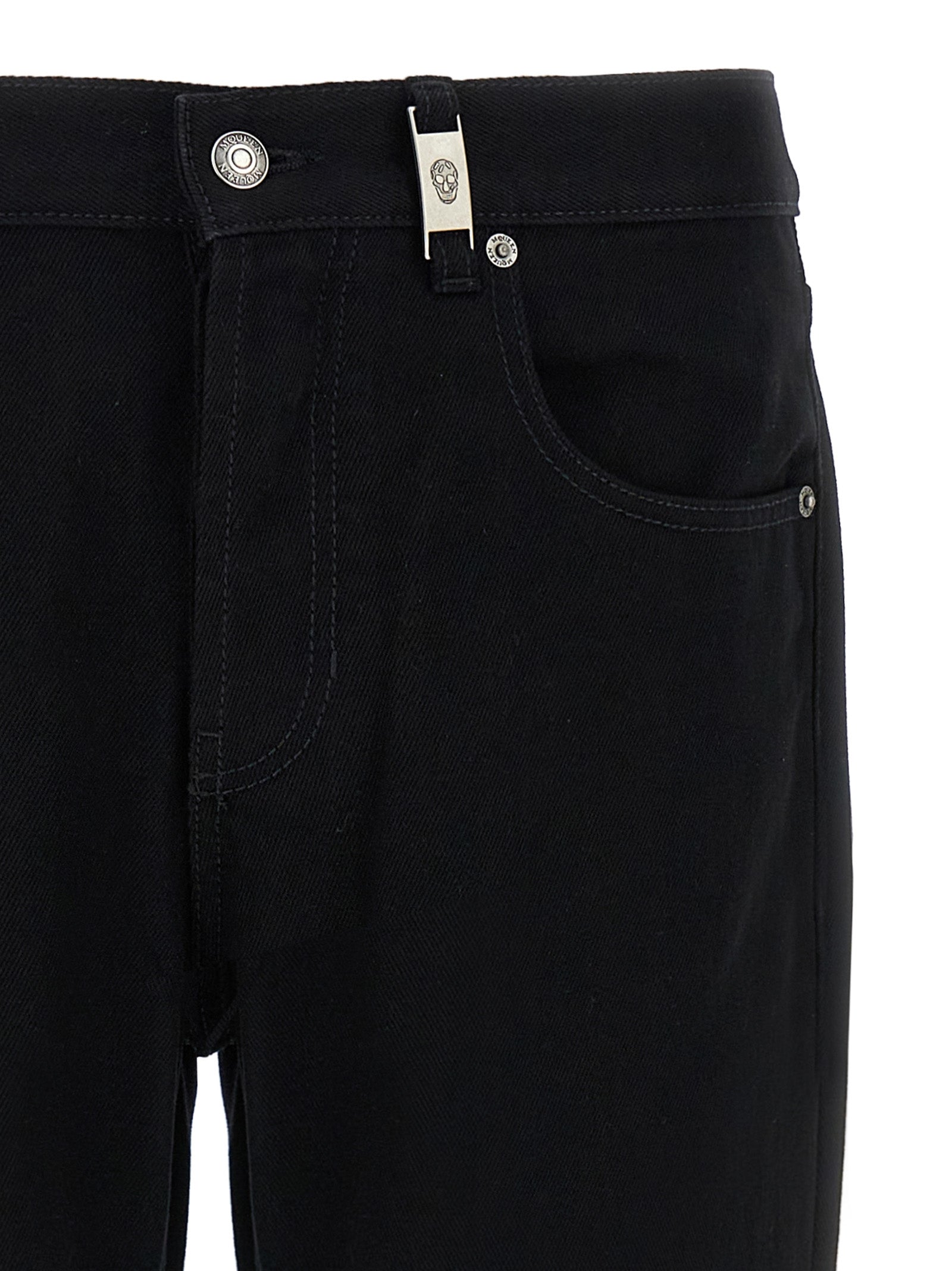 Black Cotton Straight-Leg Jeans