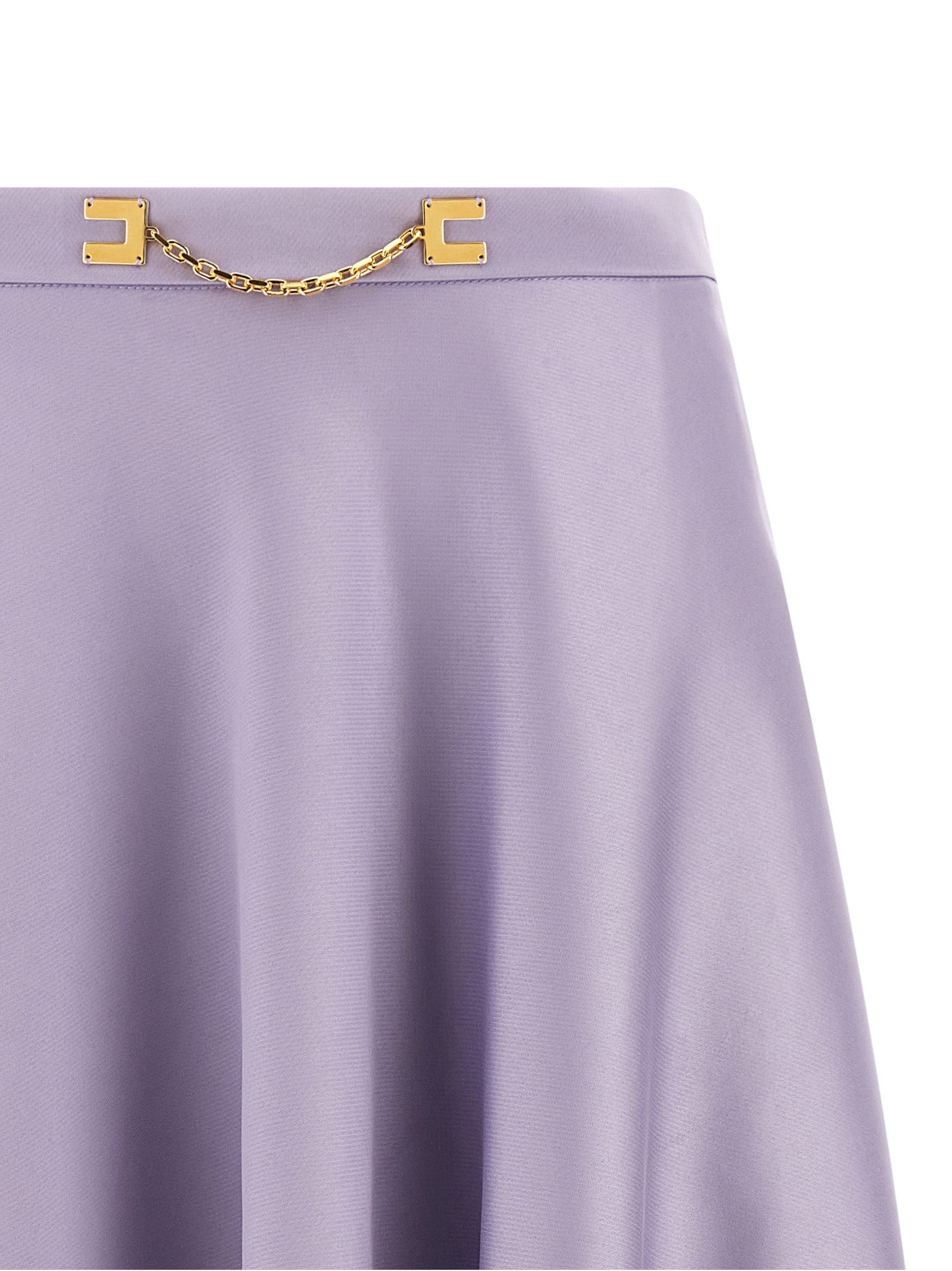 Purple Polyester Midi Skirt