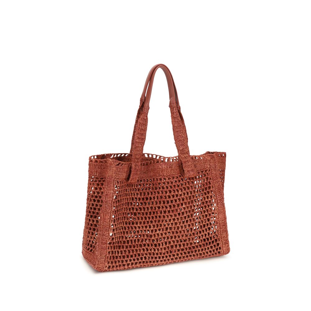 Chloé Brown Raffia Skulderveske