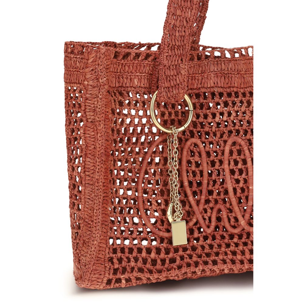 Chloé Brown Raffia Skulderveske