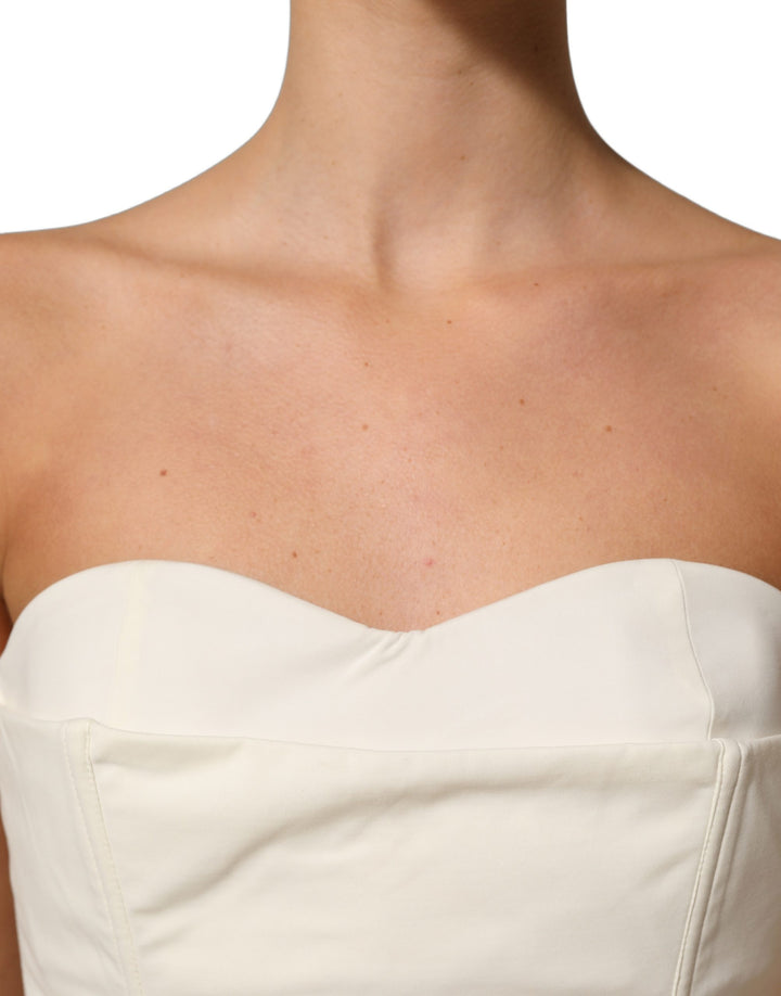 Elisabetta Franchi Offwhite Stroppeløs Hjerteformet Hals Topp