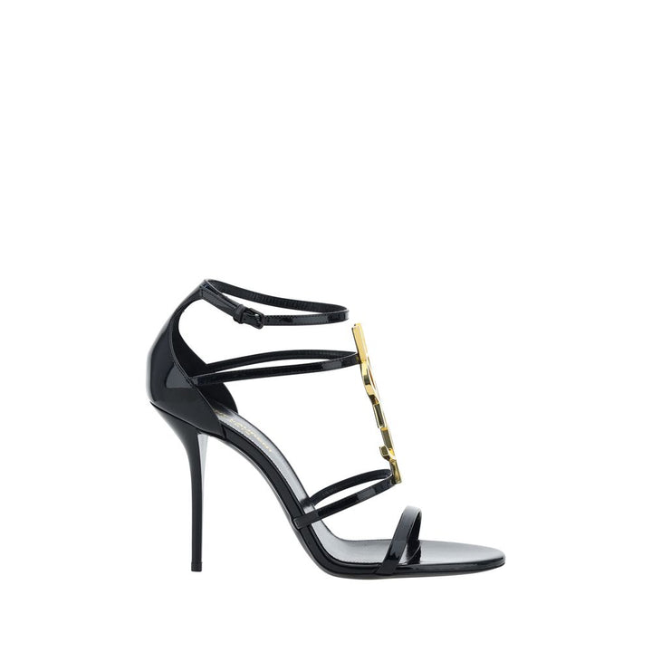 Saint Laurent sorte sandaler med stiletthæl i kalveskinn (Bos Taurus)
