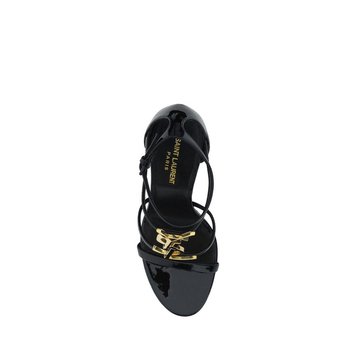 Saint Laurent sorte sandaler med stiletthæl i kalveskinn (Bos Taurus)