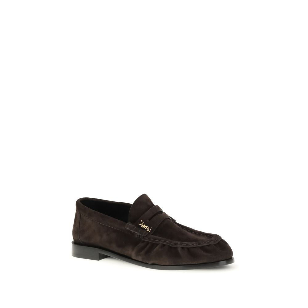 Saint Laurent brune kalveskinn Bos Taurus slip-on loafers