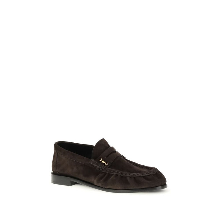Saint Laurent brune kalveskinn Bos Taurus slip-on loafers