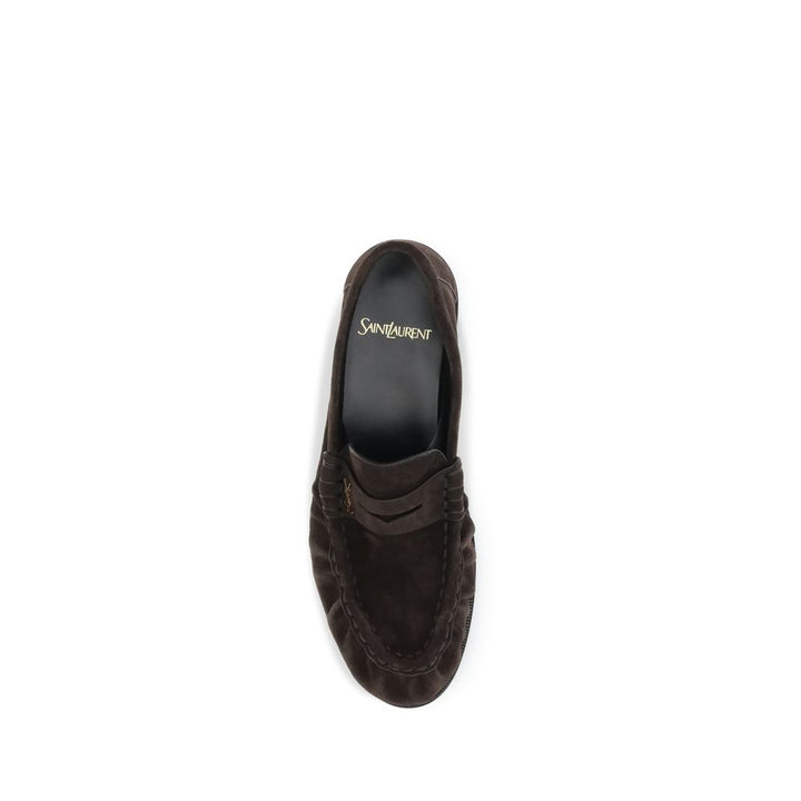 Saint Laurent brune kalveskinn Bos Taurus slip-on loafers