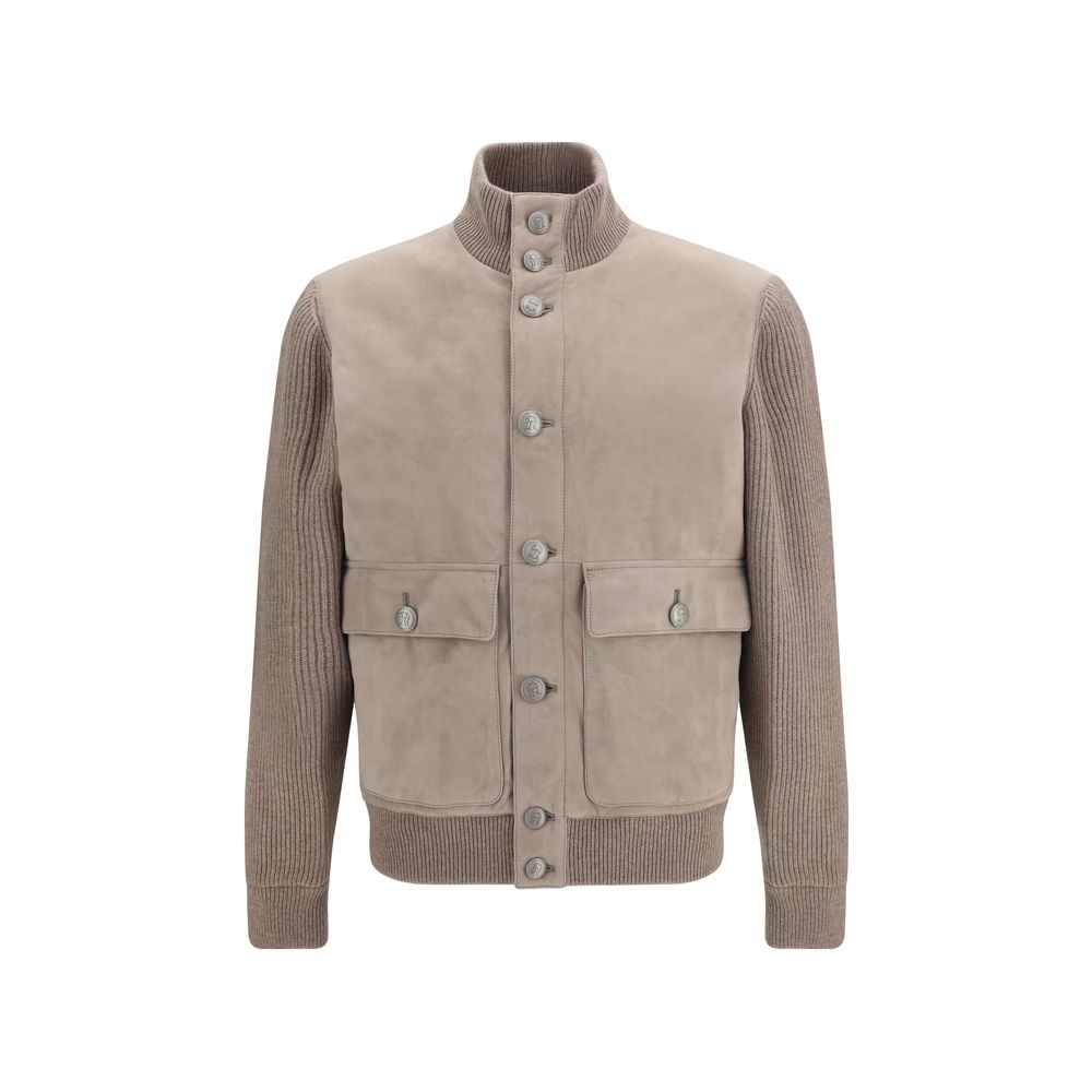 Beige Calf Leather Bos Taurus Full-Length Jacket