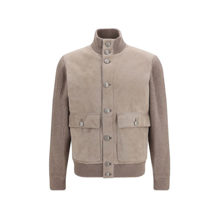 Brunello Cucinelli Beige Kalveskinn Bos Taurus Skinnjakke
