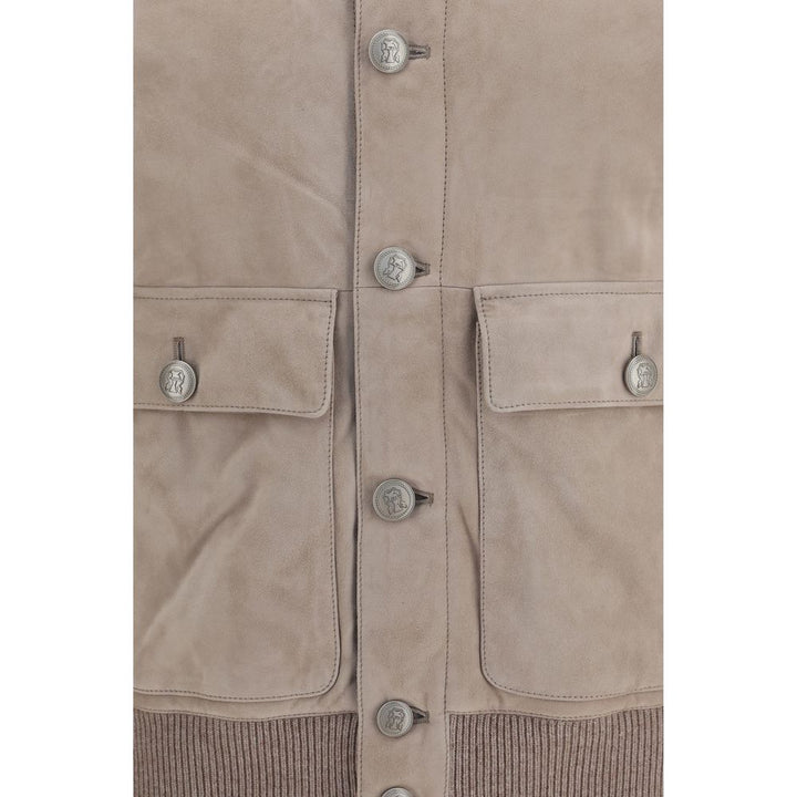 Brunello Cucinelli Beige Kalveskinn Bos Taurus Skinnjakke