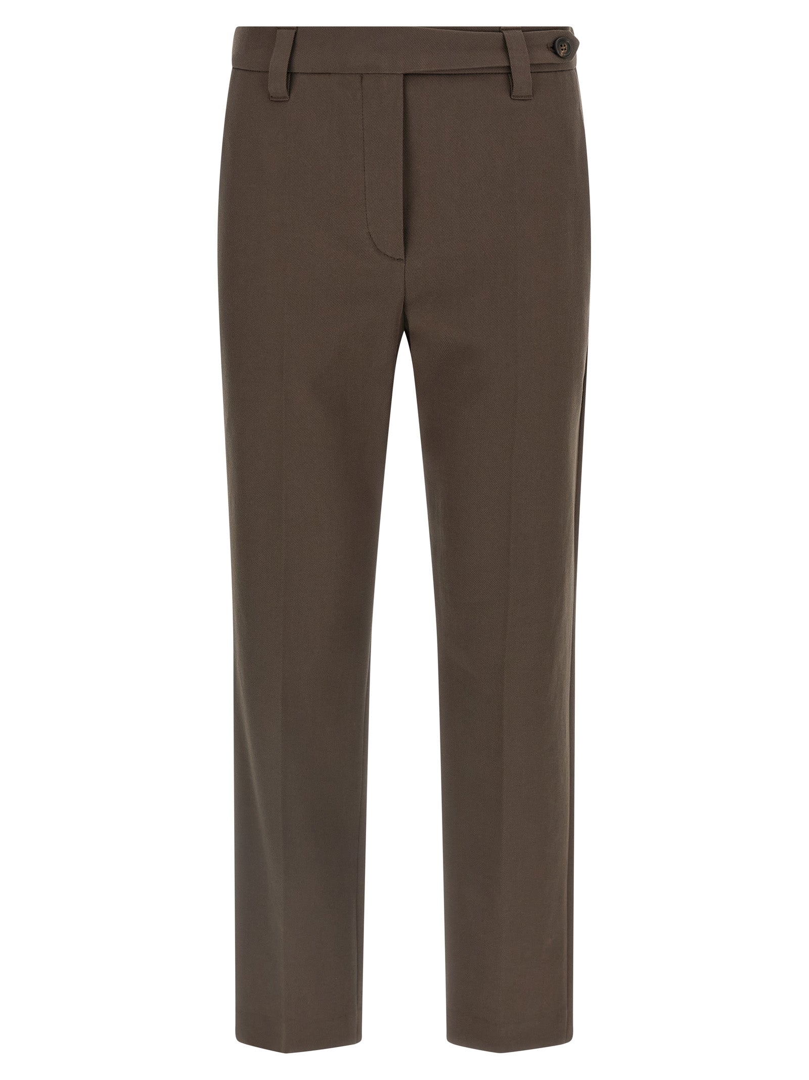 Brown Cotton Casual Pants