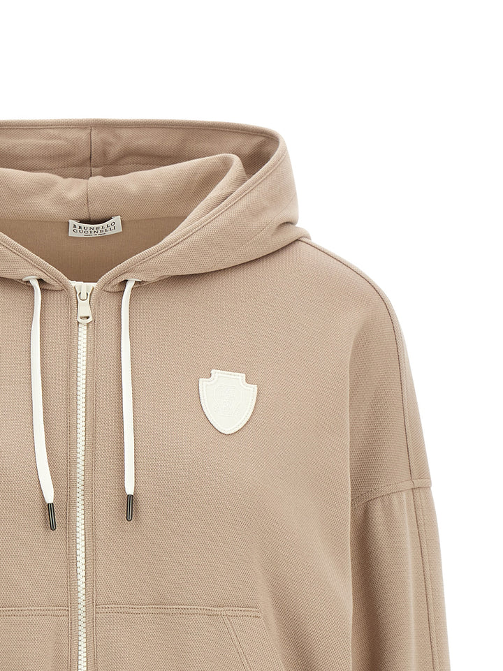 Brunello Cucinelli Beige hettegenser i bomull
