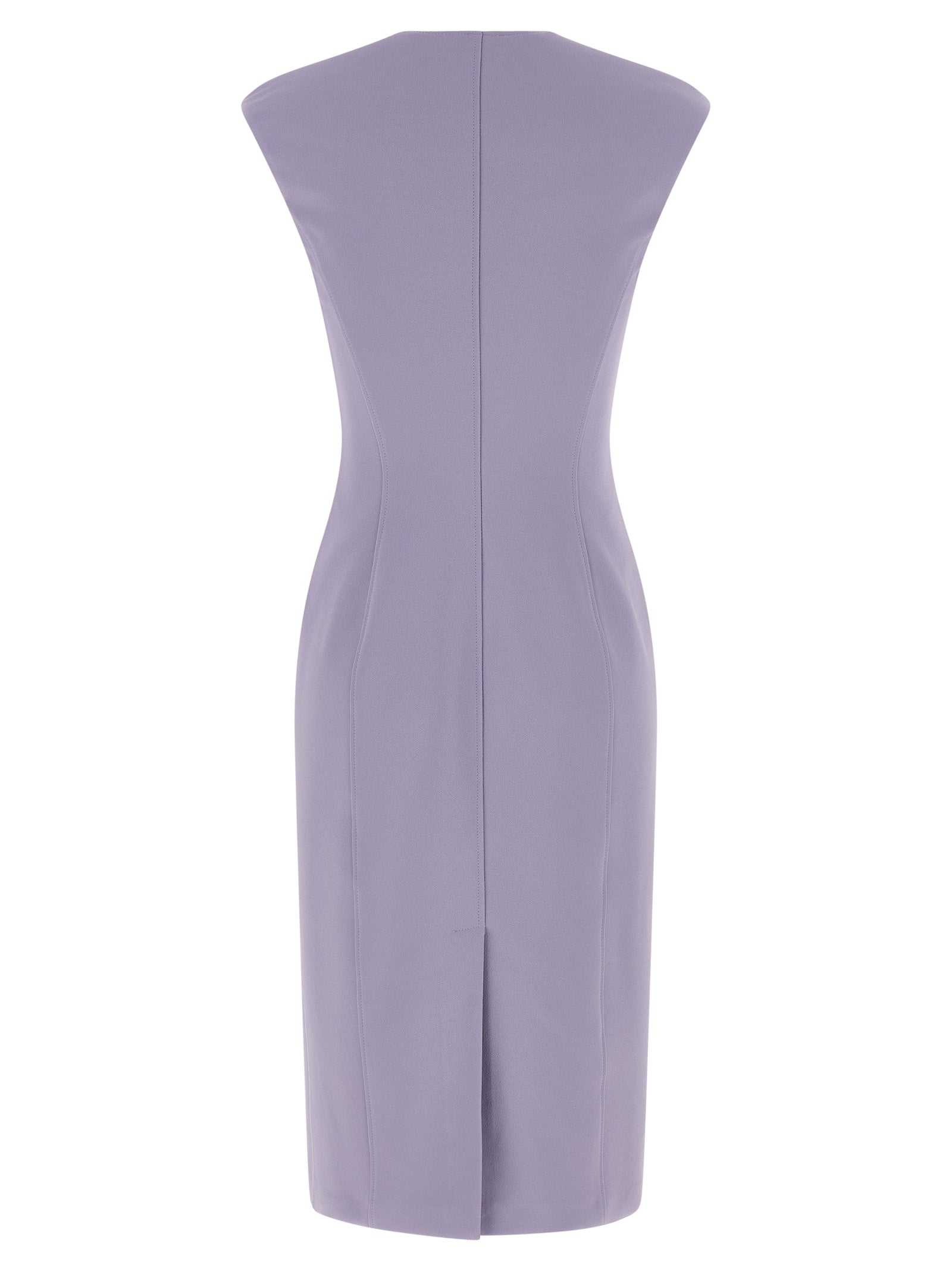 Purple Polyester Midi Dress