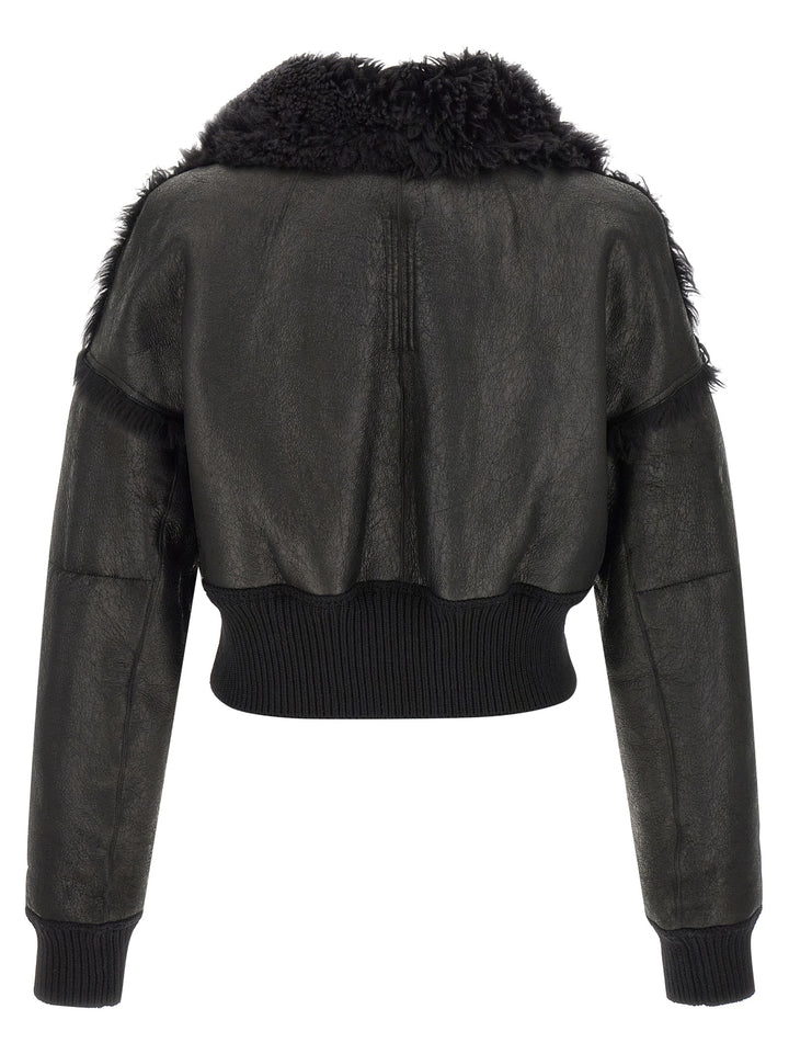 Black Lamb Fur Leather Jacket