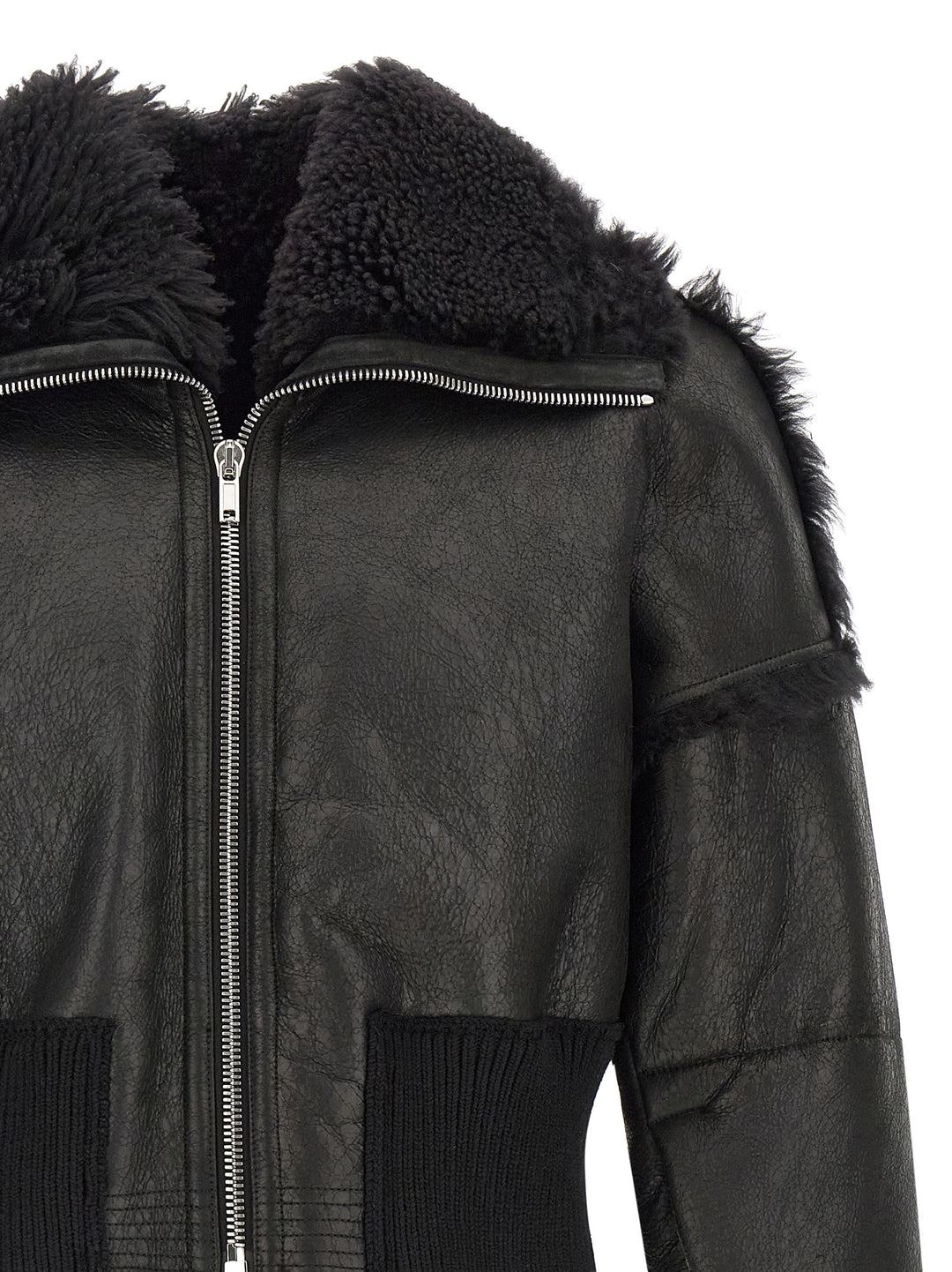 Black Lamb Fur Leather Jacket