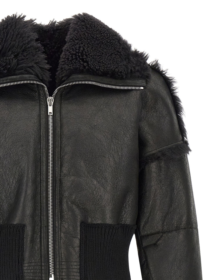 Black Lamb Fur Leather Jacket