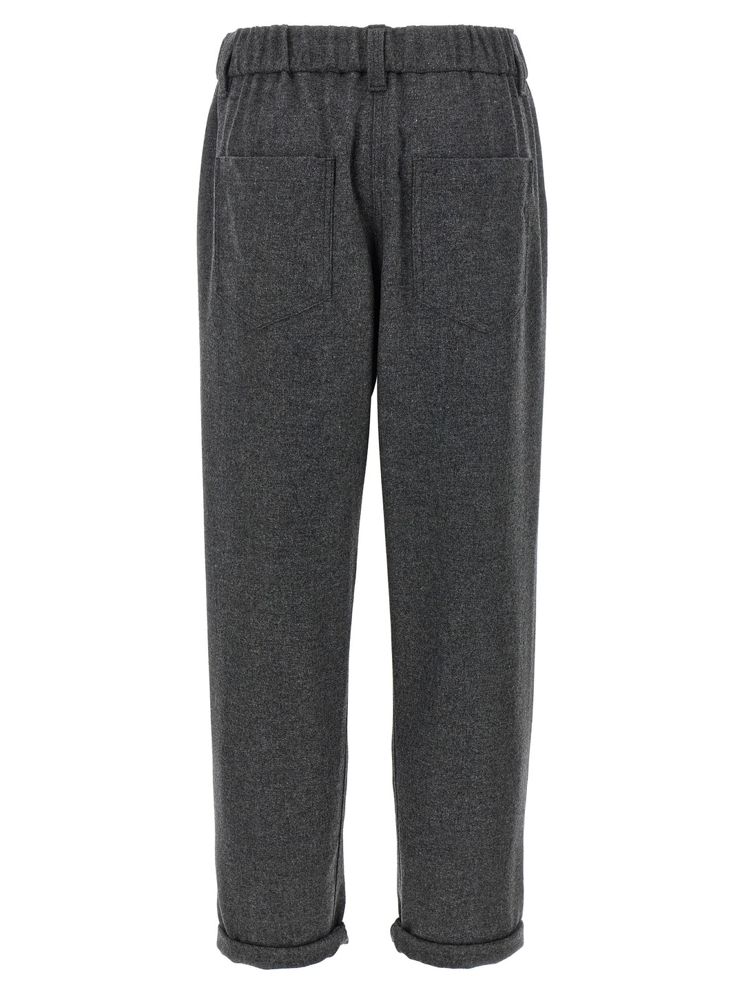 Gray Virgin Wool Casual Pants